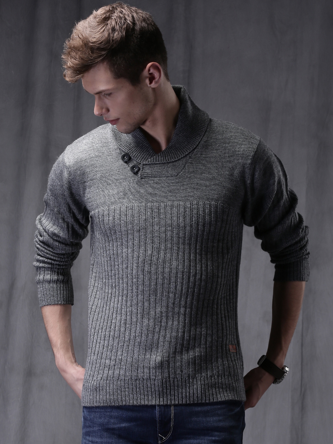 Buy WROGN Charcoal Grey Sweater - Sweaters for Men 1427851 | Myntra