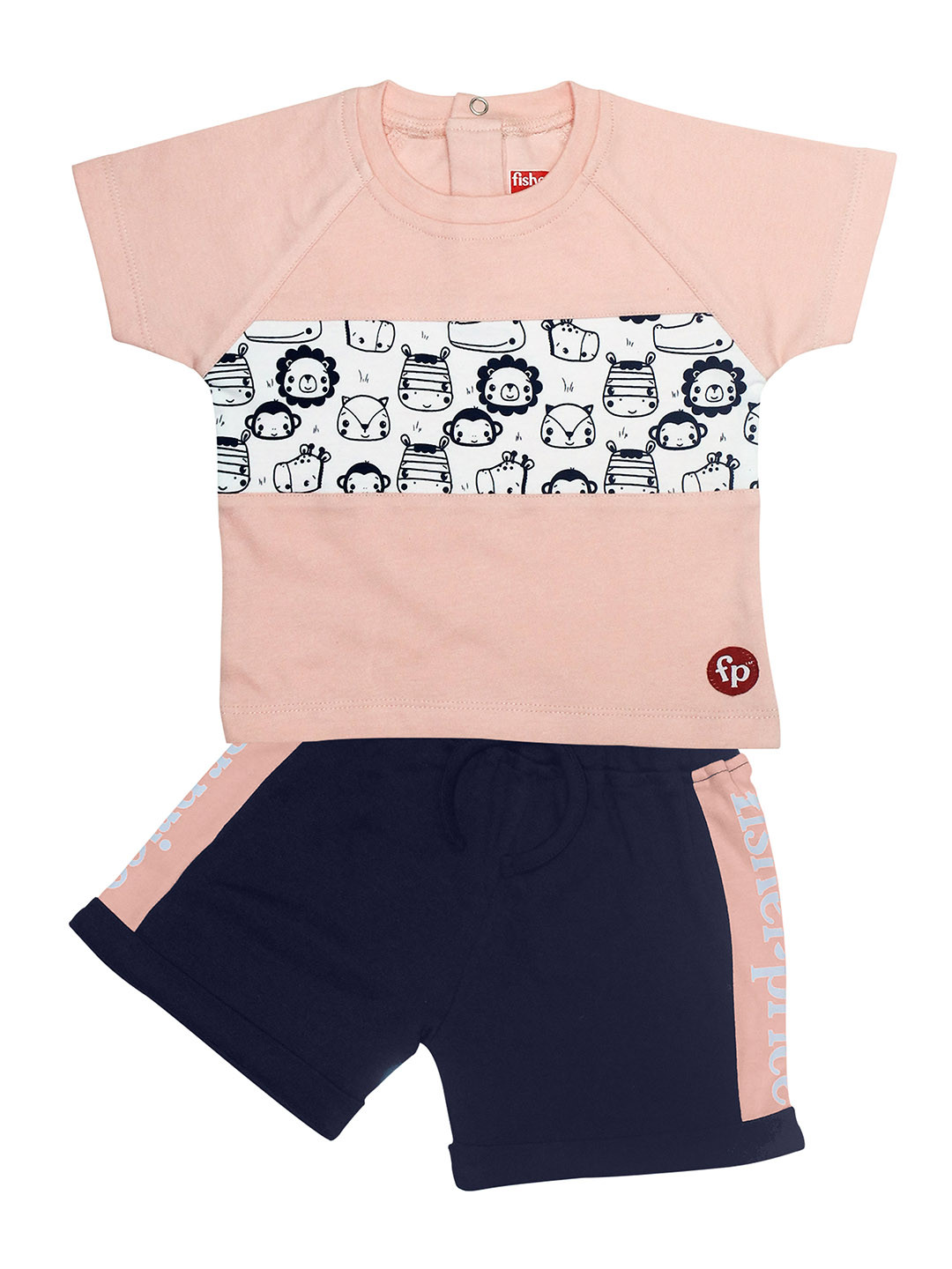 Buy Fisher Price X Moms Love Infant Boys Peach Coloured Printed Cotton