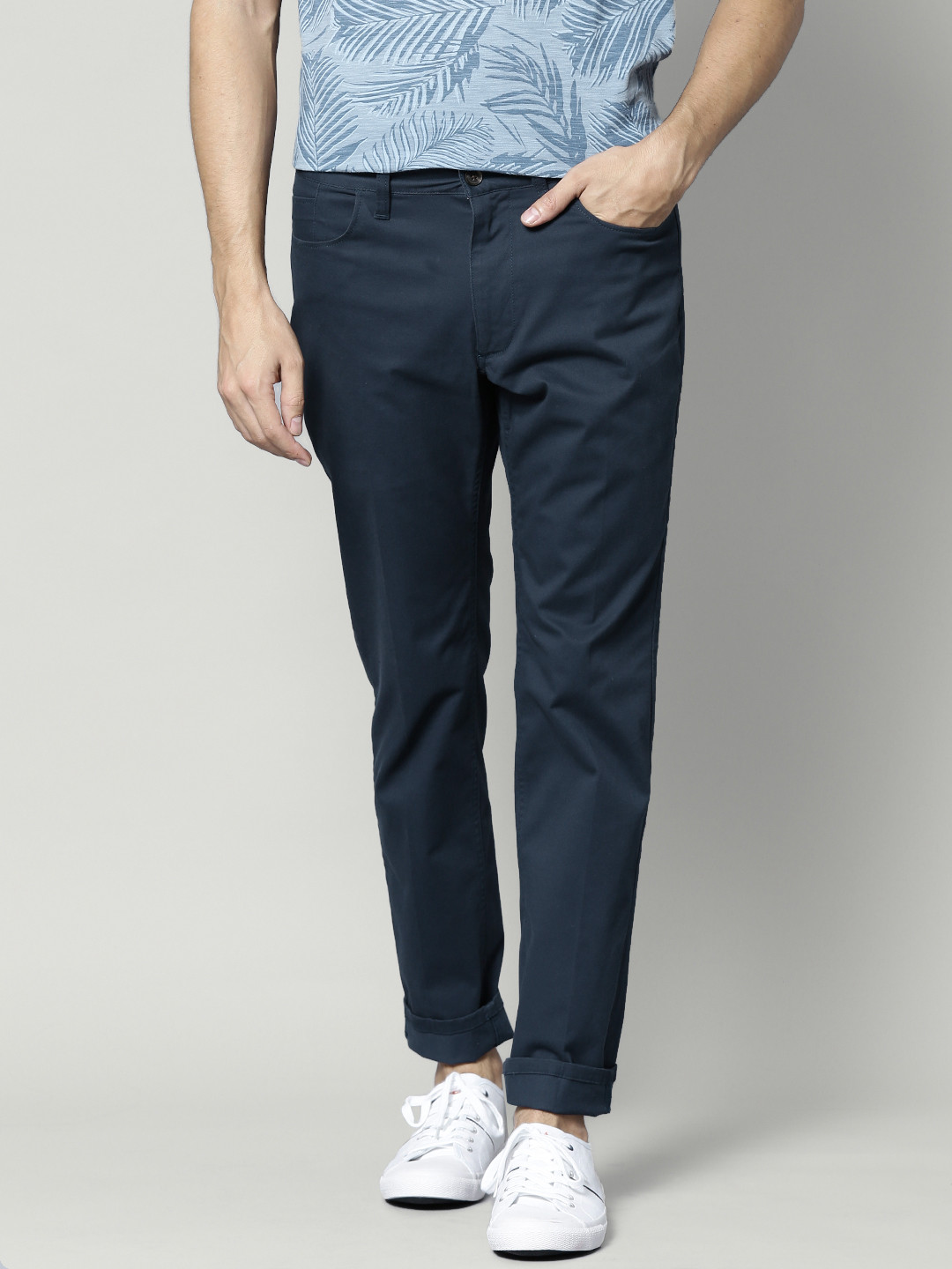 Buy Blue Harbour By Marks & Spencer Navy Super Slim Casual Trousers ...