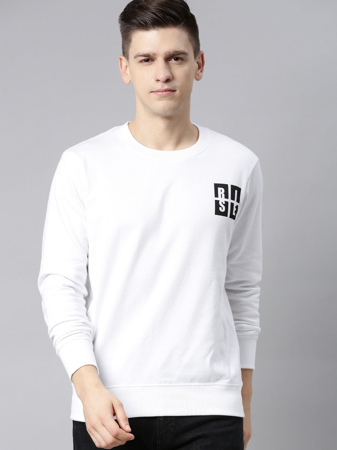Buy HERE&NOW Men White Sweatshirt With Printed Detail - Sweatshirts for ...