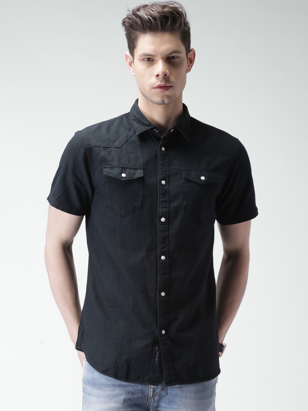 Buy SELECTED Black Denim Slim Fit Casual Shirt - Shirts for Men 1428786 ...