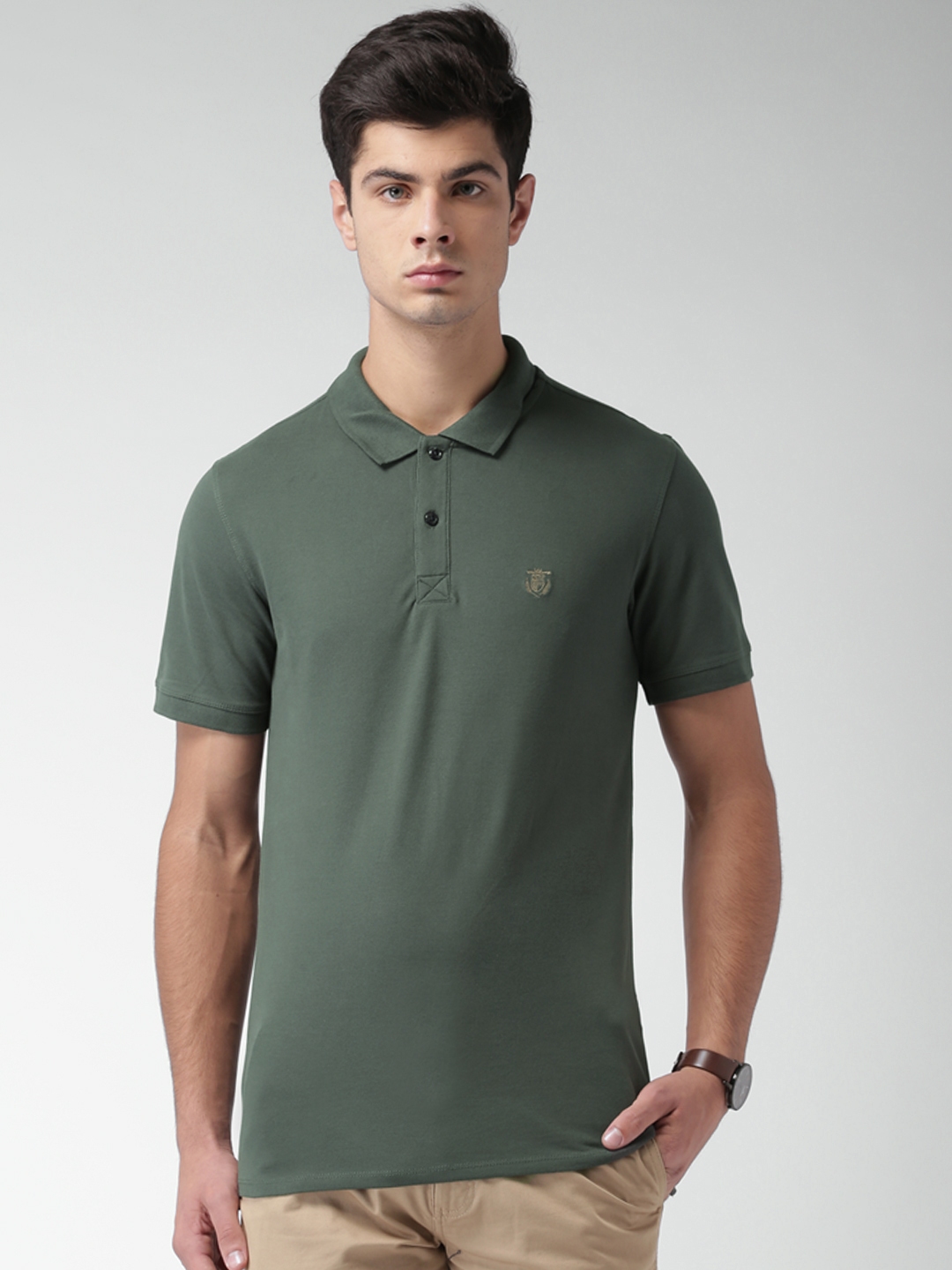 Buy SELECTED Olive Green Polo T Shirt - Tshirts for Men 1428813 | Myntra