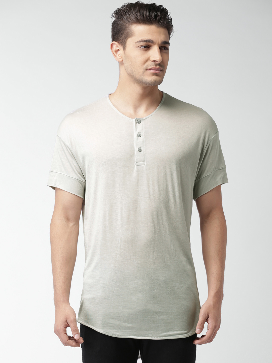 Buy SELECTED Homme Identity Grey Henley T Shirt Tshirts for Men