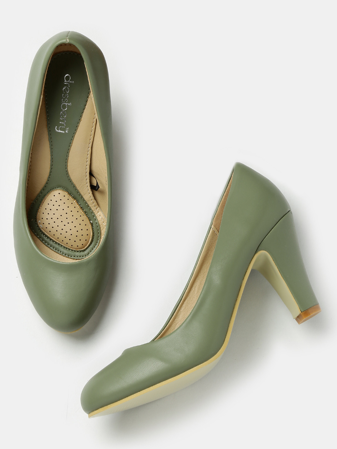 Buy DressBerry Women Olive Green Comfort Pumps Heels for Women