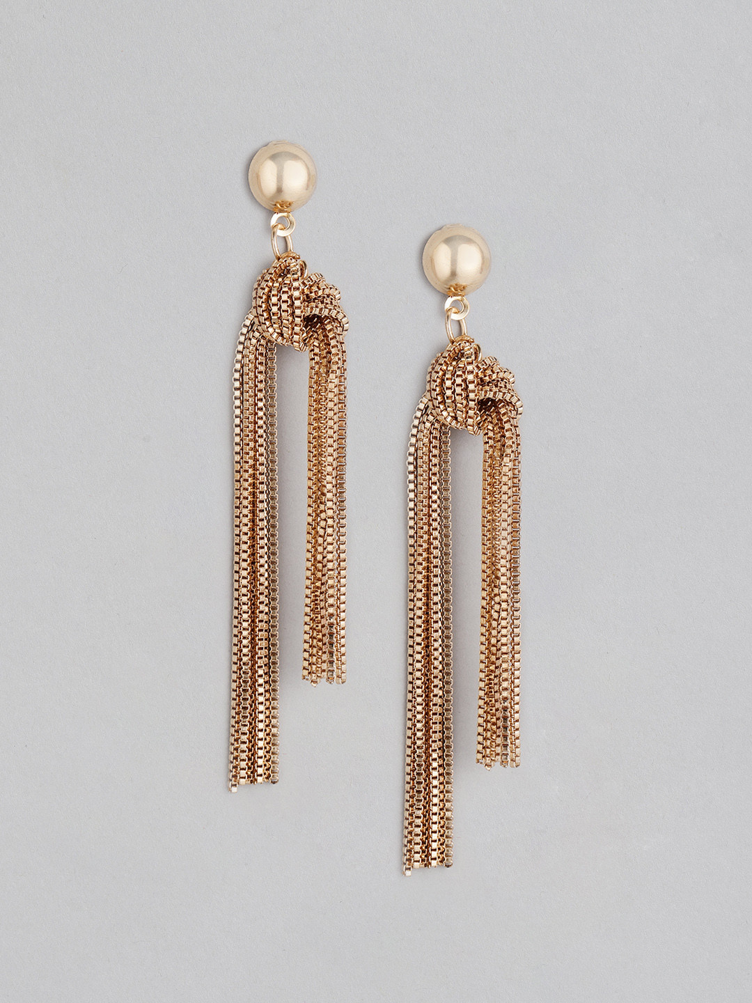 Buy DressBerry Antique Gold Plated Knotted Tassel Contemporary Drop