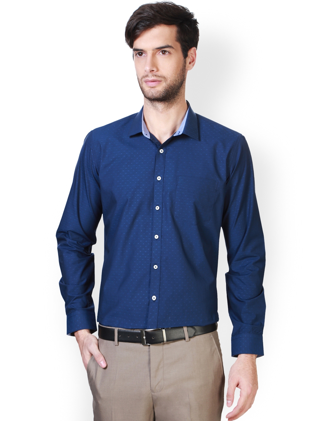 Buy Van Heusen Blue Printed Slim Fit Formal Shirt - Shirts for Men ...
