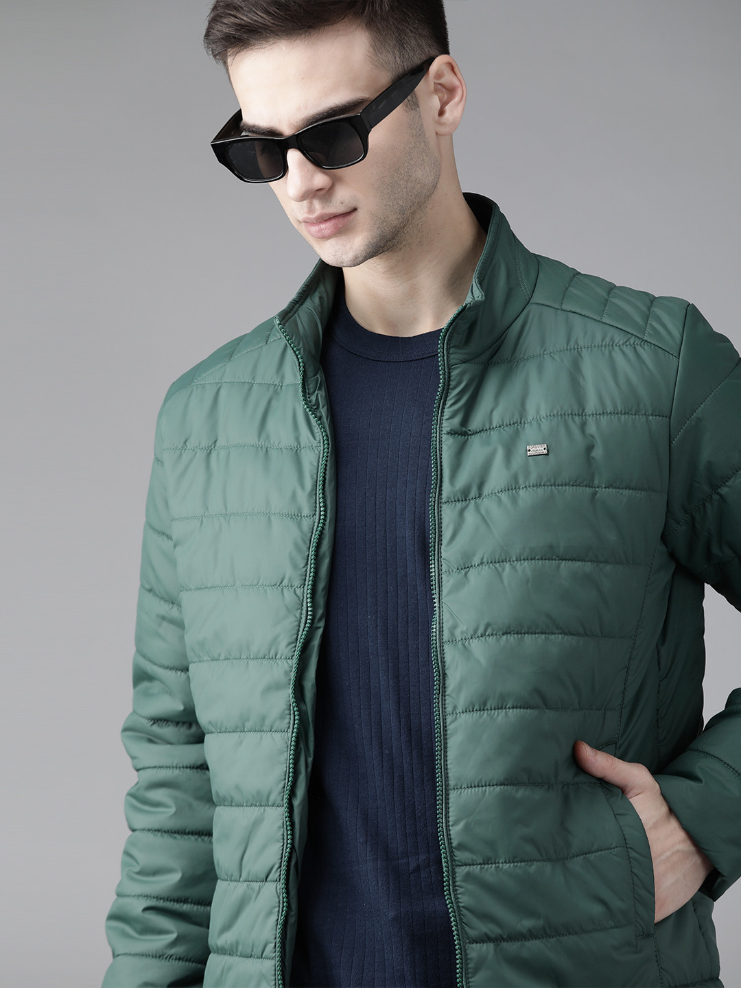 Buy Roadster Men Green Solid Padded Jacket Jackets for Men 14306188