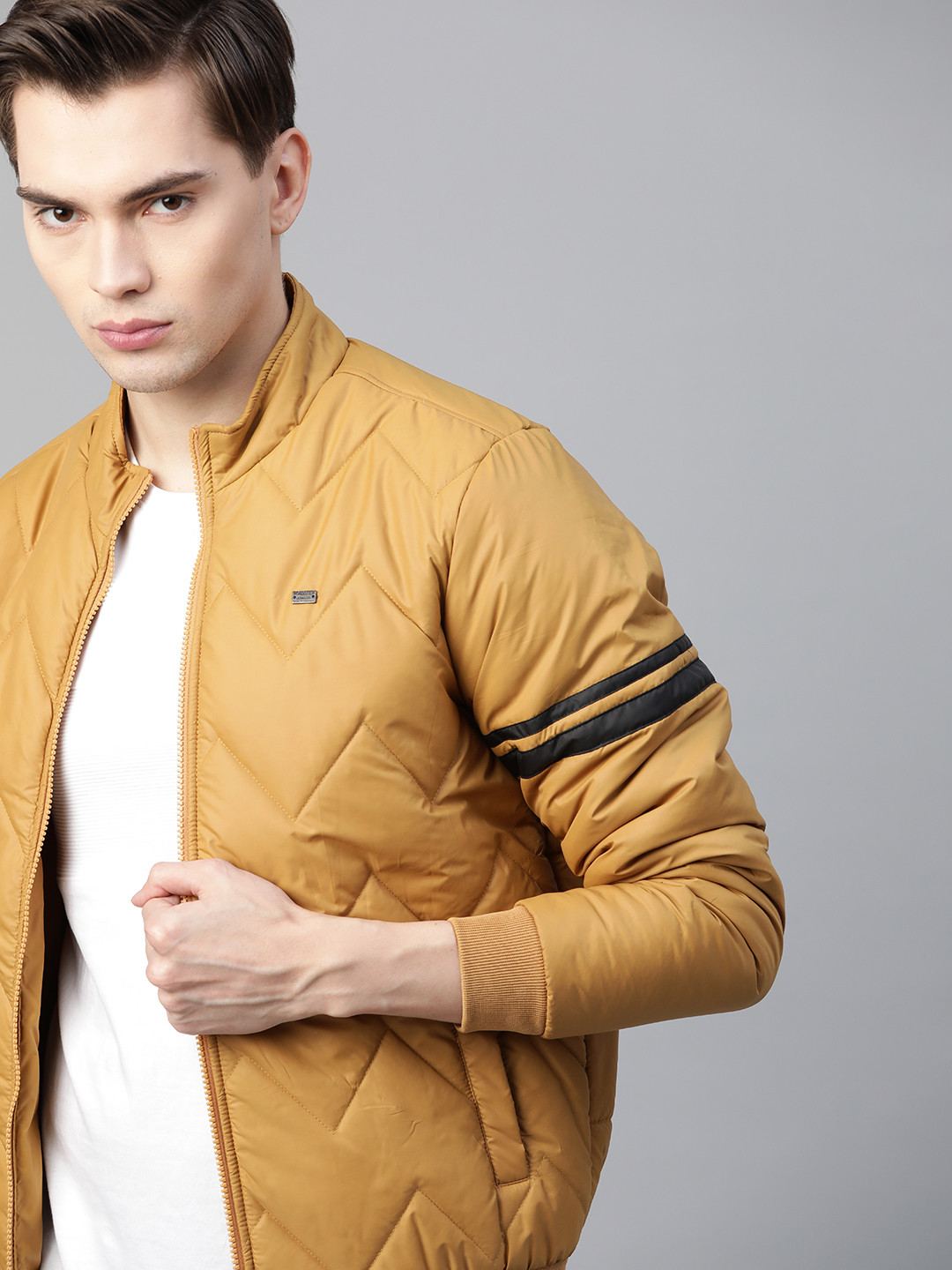 Buy Roadster Men Mustard Brown Solid Padded Jacket Jackets for Men