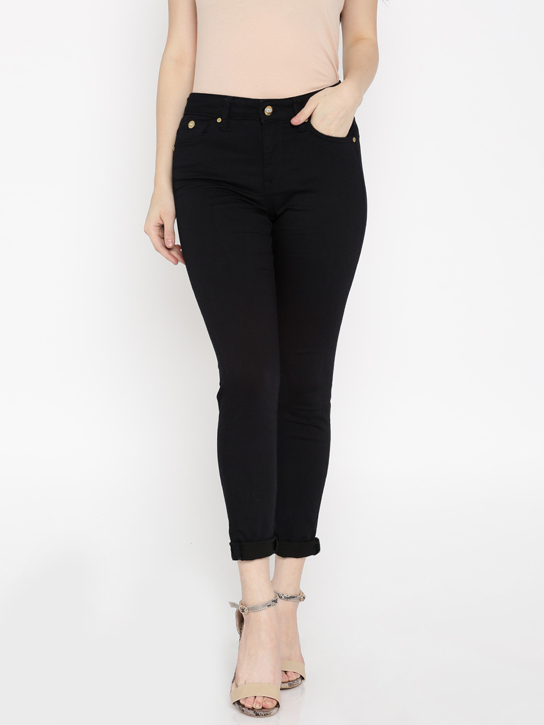 FRAME Womens Navy Zippered Pocketed Skinny Jeans main image 0