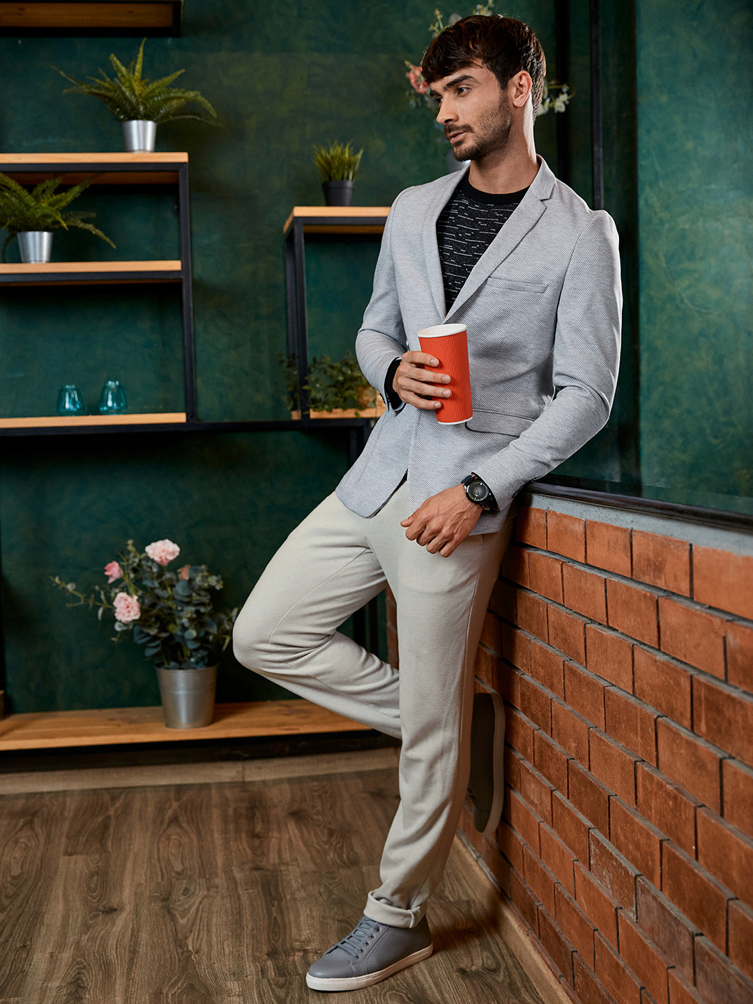 Buy Tommy Hilfiger Men Grey Slim Fit Trousers - Trousers for Men ...