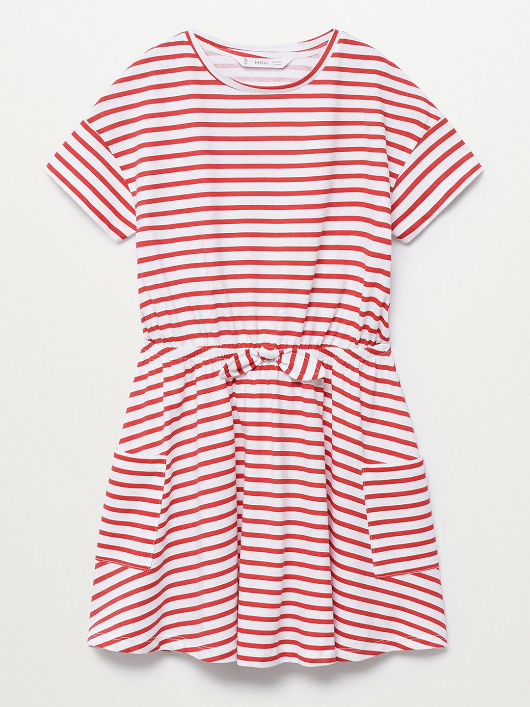 Buy Mango Kids Girls White & Red Striped Pure Cotton Sustainable A Line