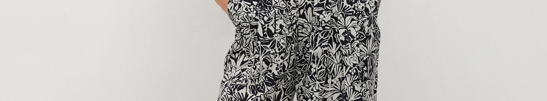 Buy MANGO Black & White Tropical Printed Basic Jumpsuit - Jumpsuit for ...