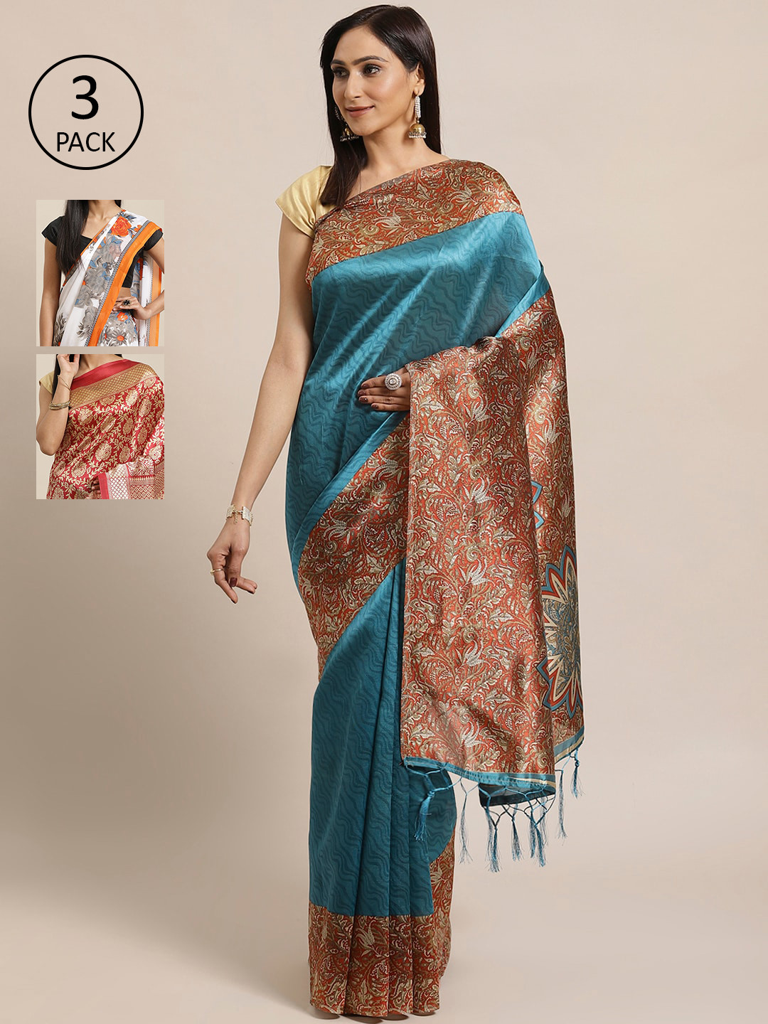Buy KALINI Pack Of 3 Art Silk Sarees Sarees for Women 14316774 Myntra