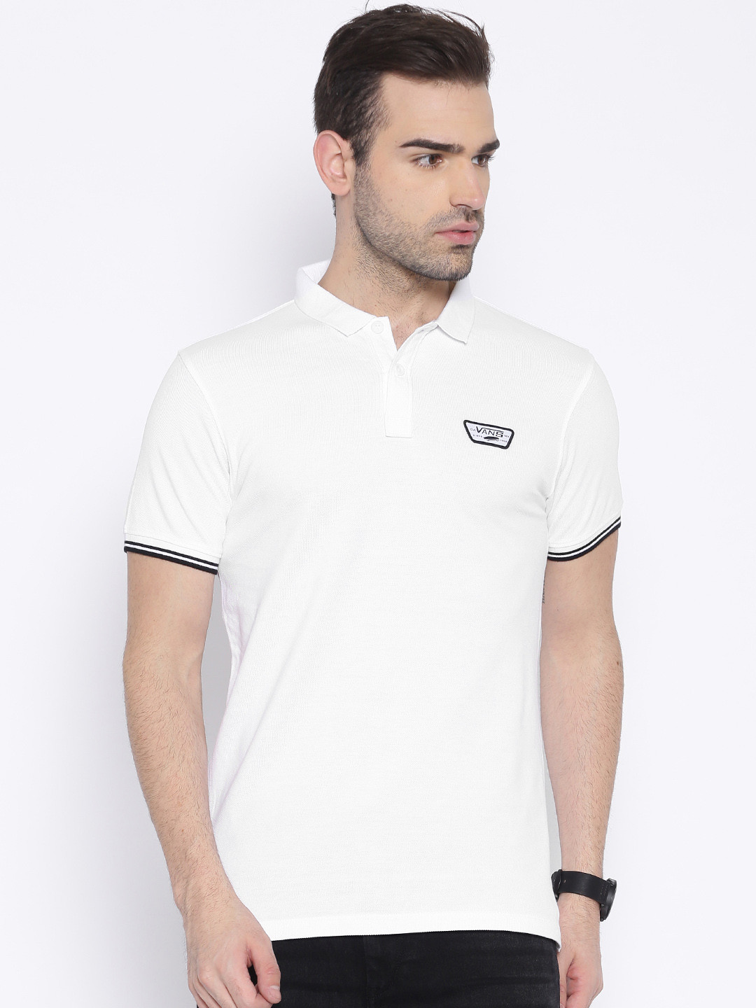 Buy Vans White Polo T Shirt - Tshirts for Men 1432421 | Myntra