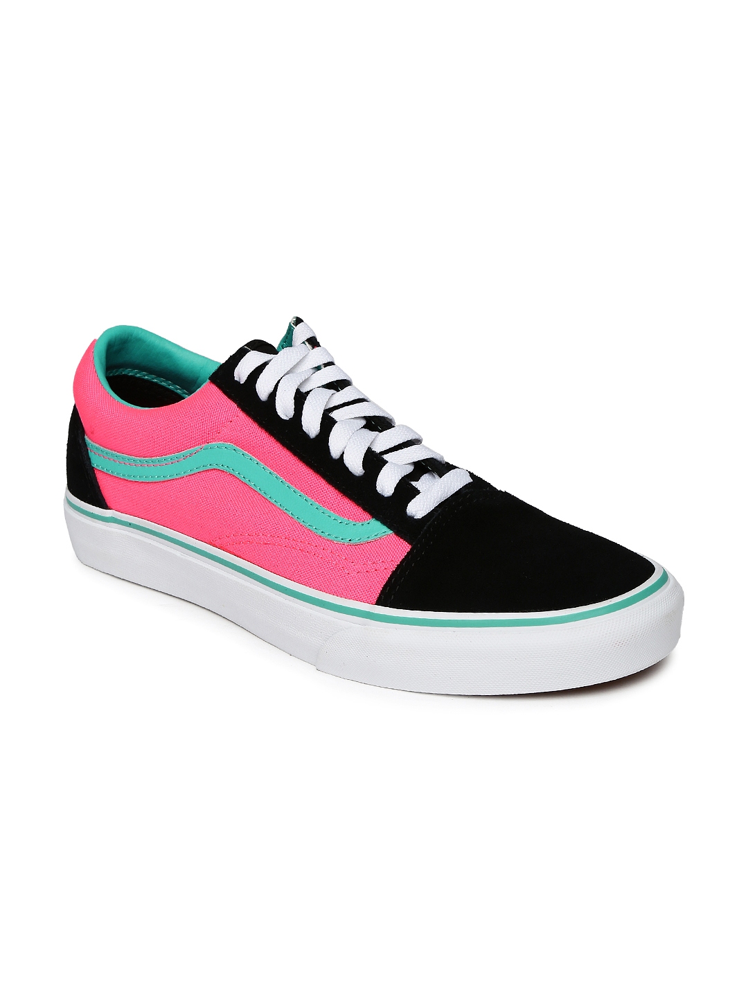 Black vans pink laces