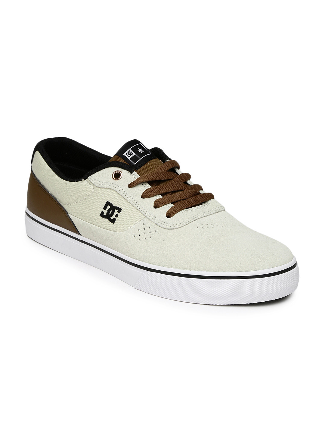 Buy DC Men Cream Coloured &amp; Brown Super Suede Sneakers
