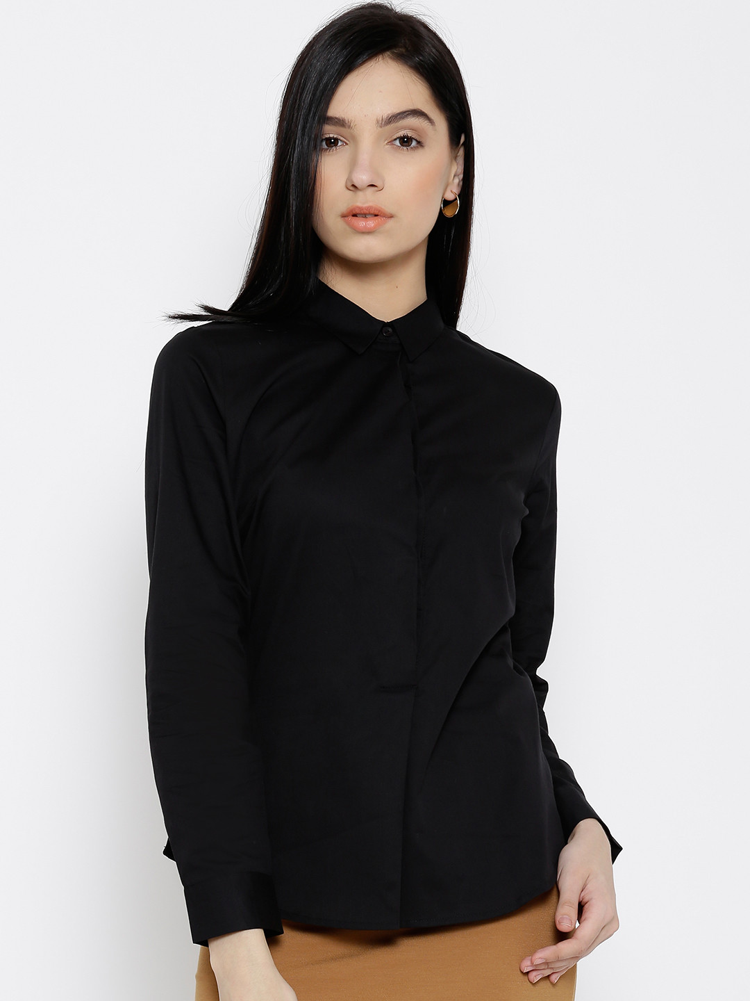 Buy Wills Lifestyle Black Formal Shirt - Shirts for Women 1432988 | Myntra
