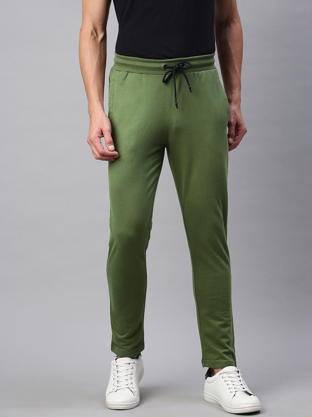 Buy Abof Men Olive Green Solid Regular Fit Track Pants Track Pants
