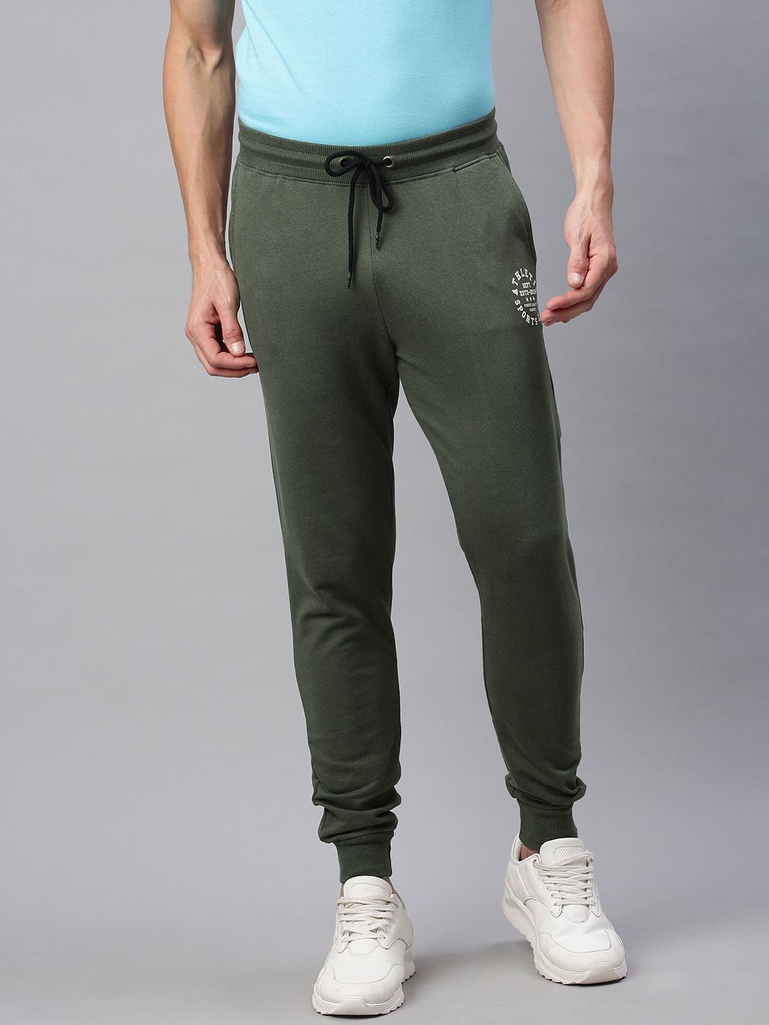 Buy Abof Men Olive Green Solid Joggers - Track Pants for Men 14335340 ...