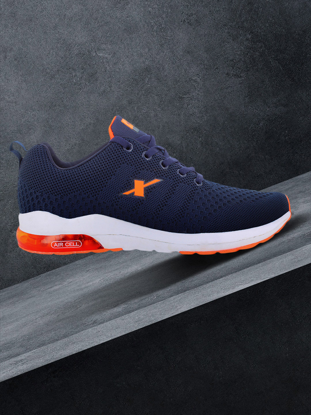 sparx men's navy blue and white running shoes