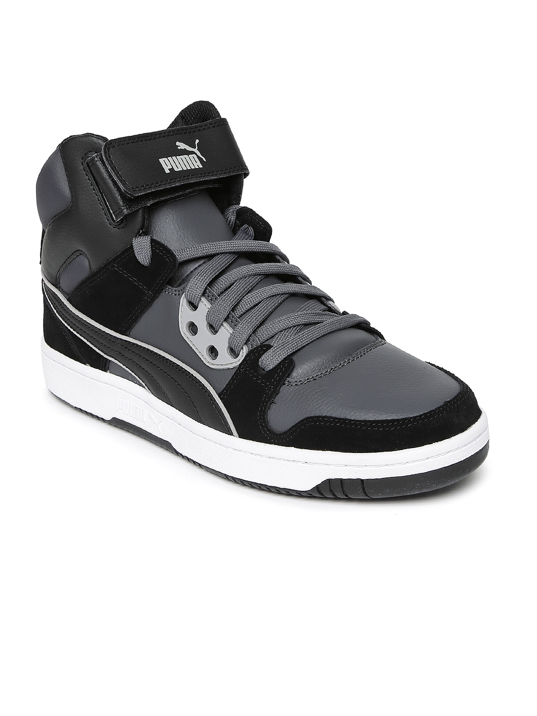 Buy PUMA Men Black & Grey Rebound Street SD High Top Sneakers - Casual ...