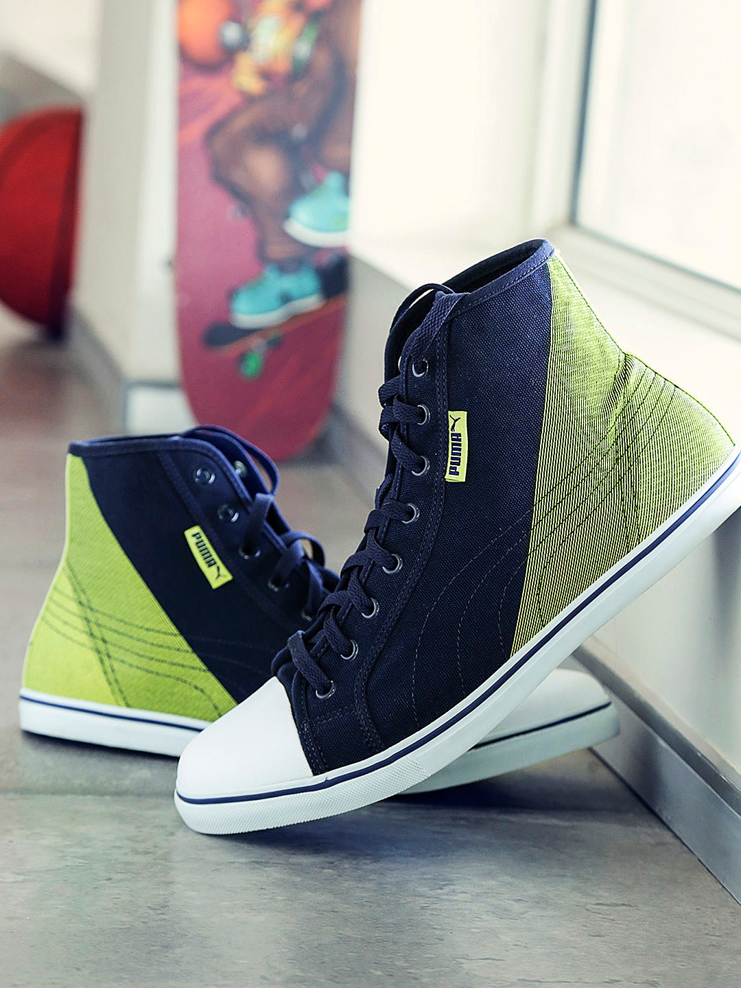 Buy PUMA Unisex Navy Green Streetballer Mid Geo Colourblocked Sneakers - Casual Shoes for Unisex 