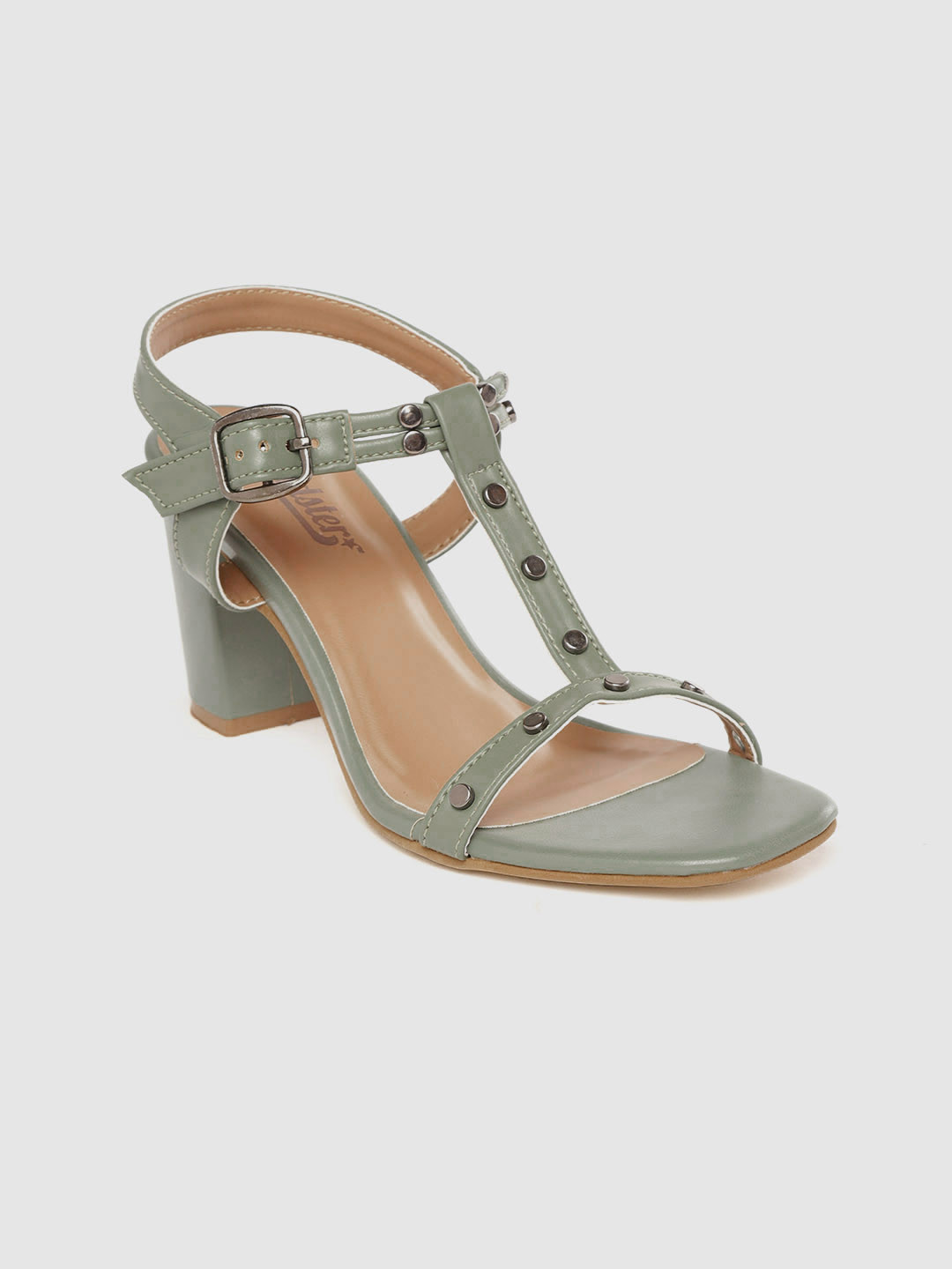 Buy Roadster Women Olive Green Embellished Block Heels Heels for