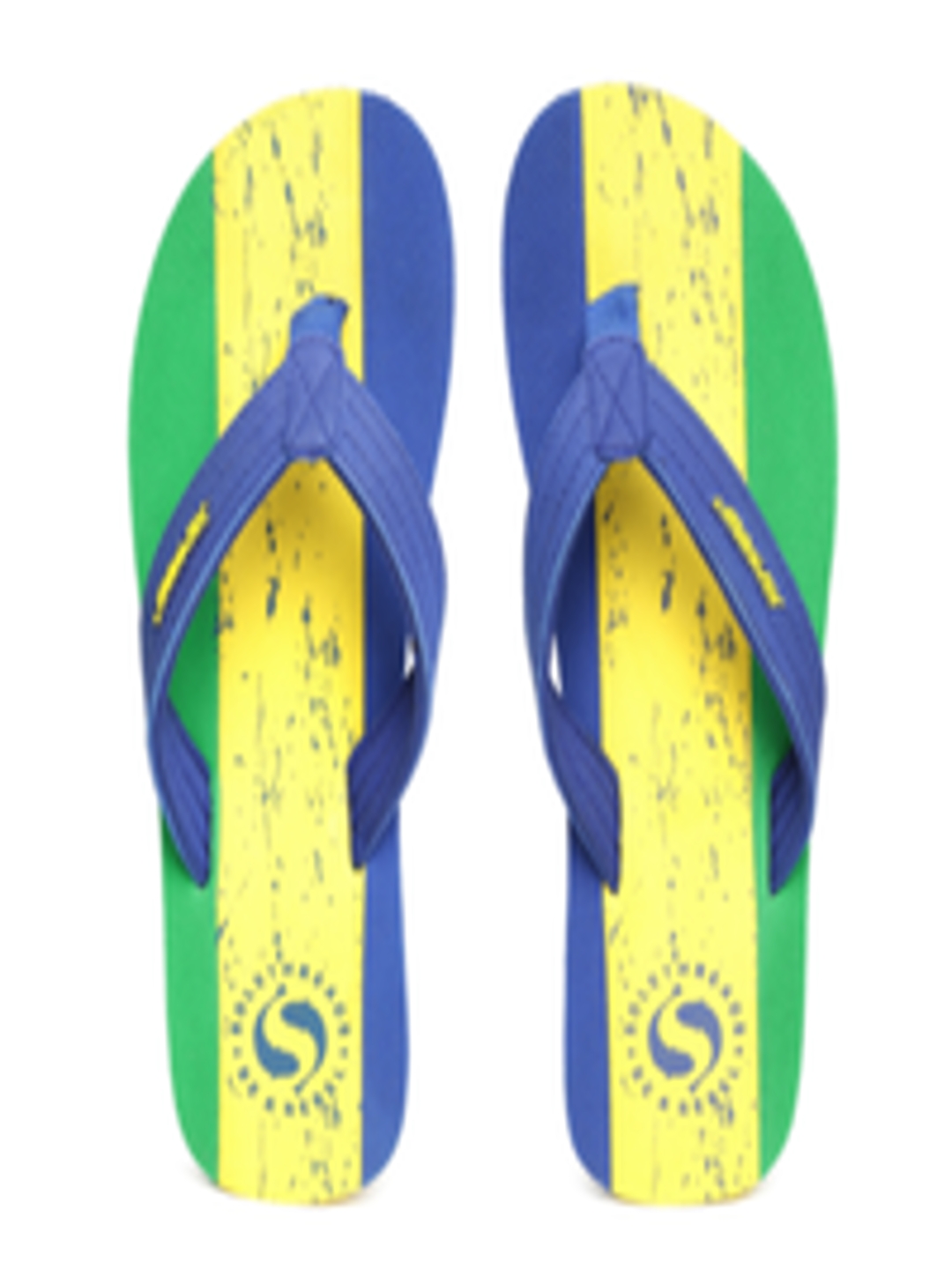 Buy Solethreads Men Blue & Yellow Colourblocked Flip Flops - Flip Flops ...