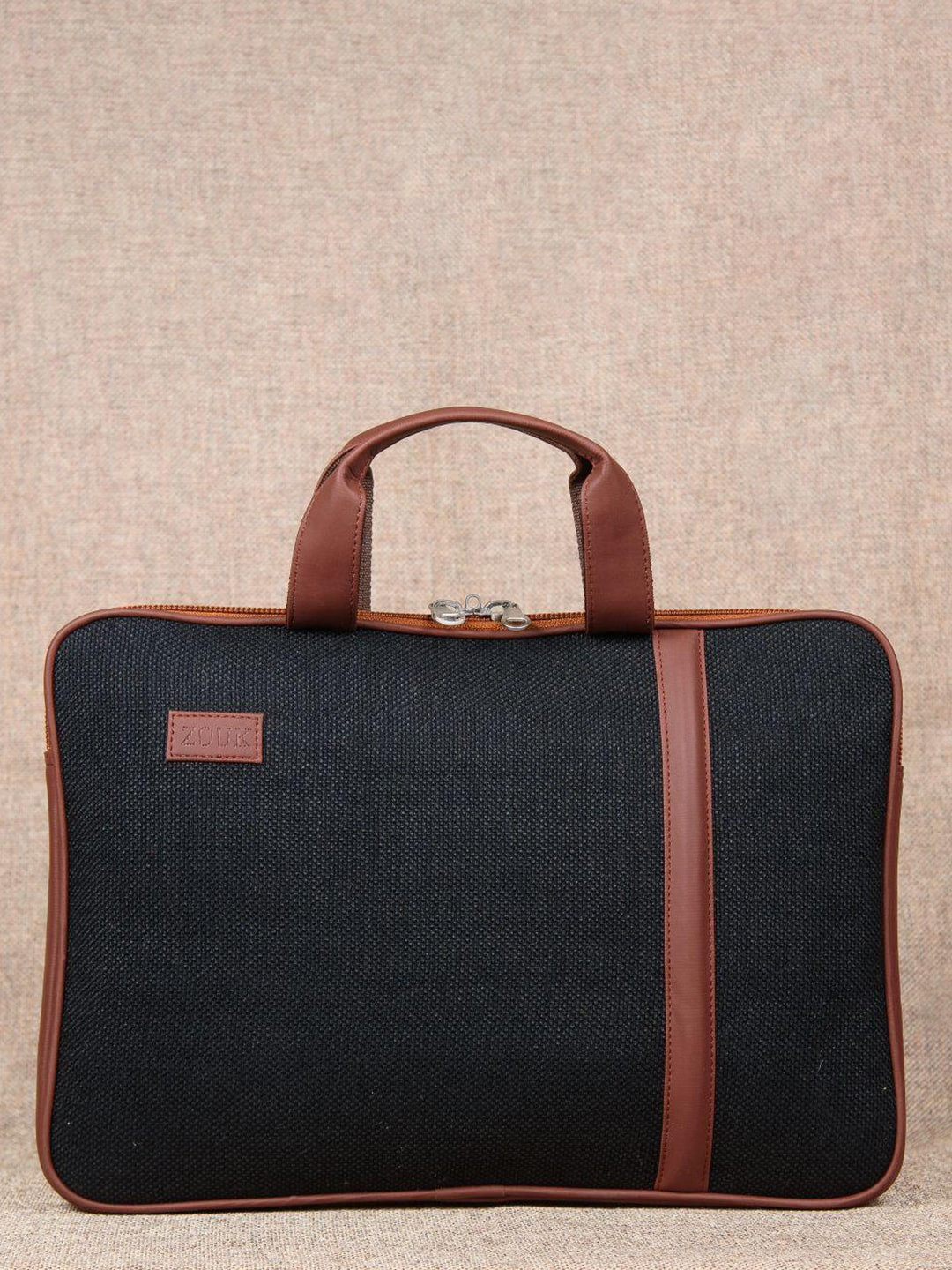 Buy ZOUK Unisex Black & Brown Textured Vegan Leather 15.6 Inch