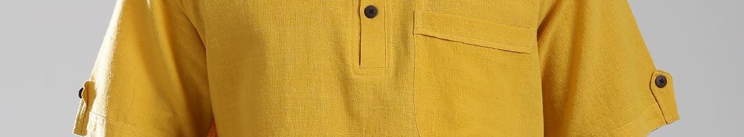 Buy Fabindia Yellow Handwoven Short Kurta - Kurtas for Men 1436049 | Myntra