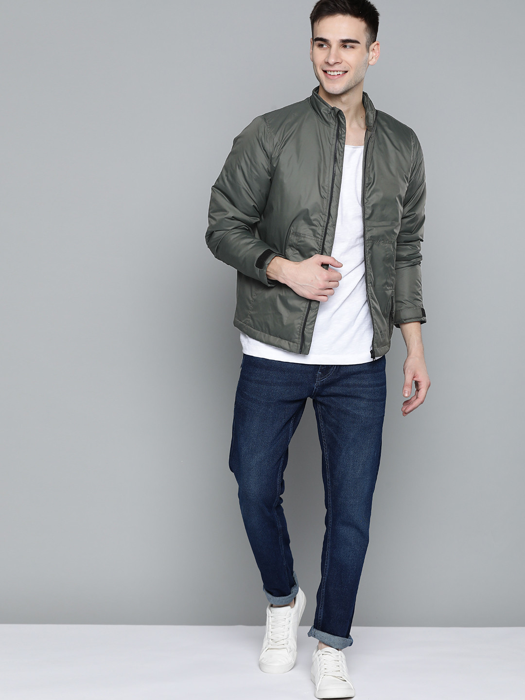 Buy Mast & Harbour Men Green Solid Padded Jacket Jackets for Men