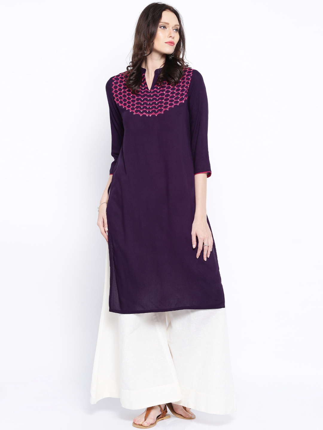 Buy Anouk Purple Embroidered Kurta Kurtas For Women 1436539 Myntra