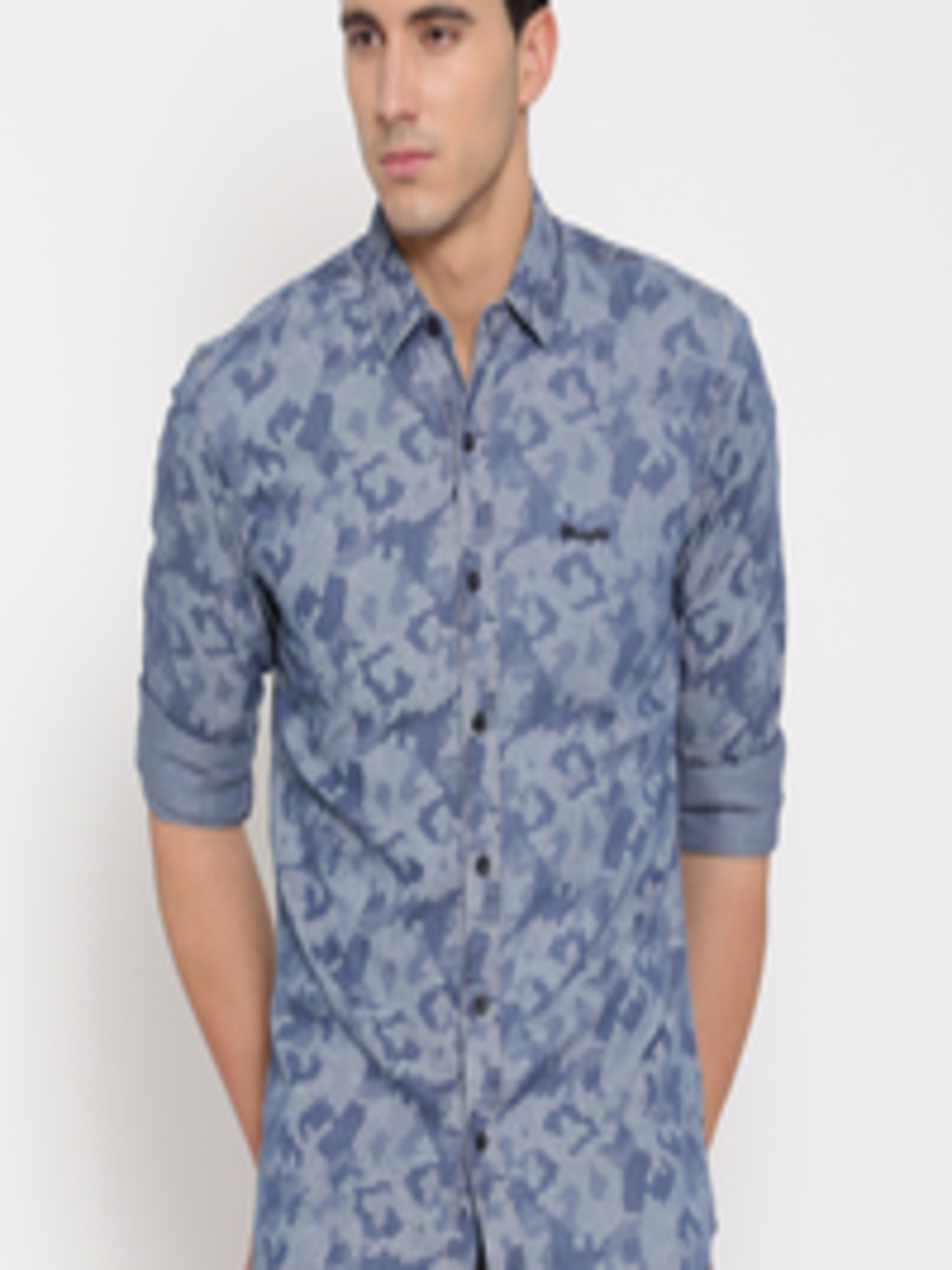 Buy Wrangler Blue Printed Slim Fit Casual Shirt - Shirts for Men ...