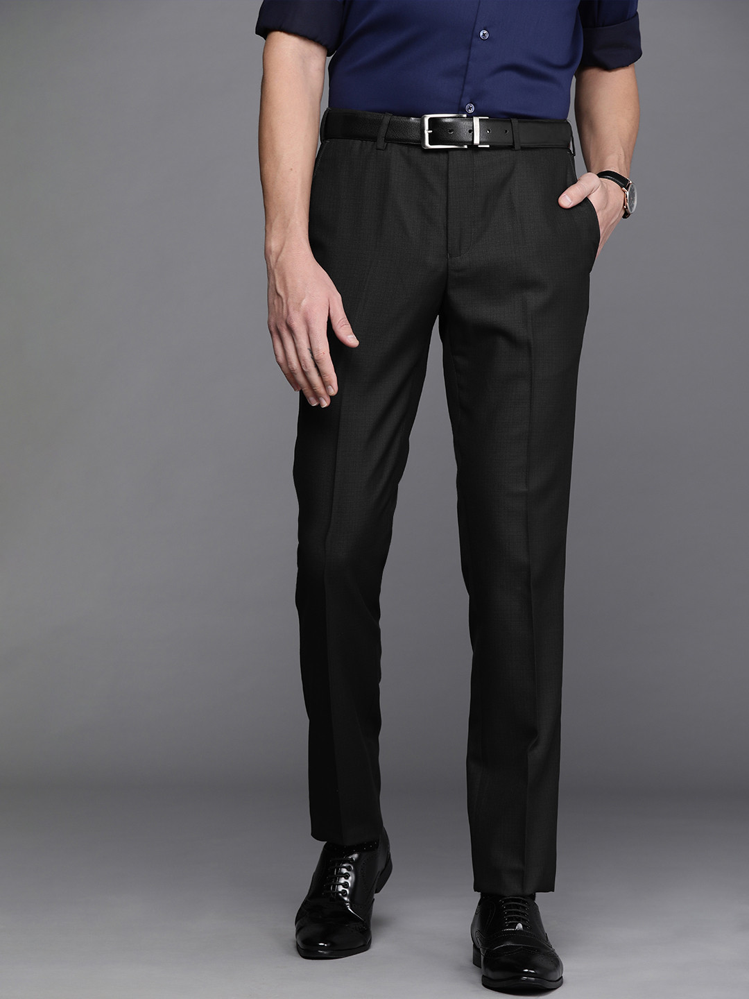 Buy Raymond Men Black Slim Fit Formal Trousers Trousers for Men