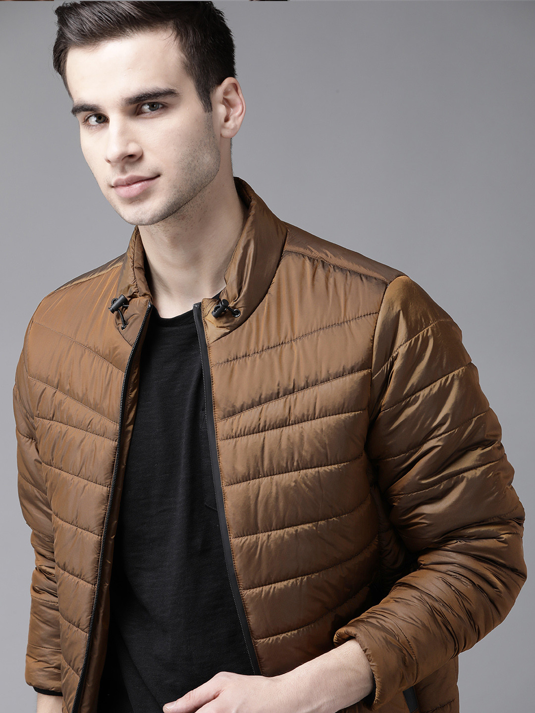 Buy Roadster Men Brown Solid Padded Jacket Jackets for Men 14373596