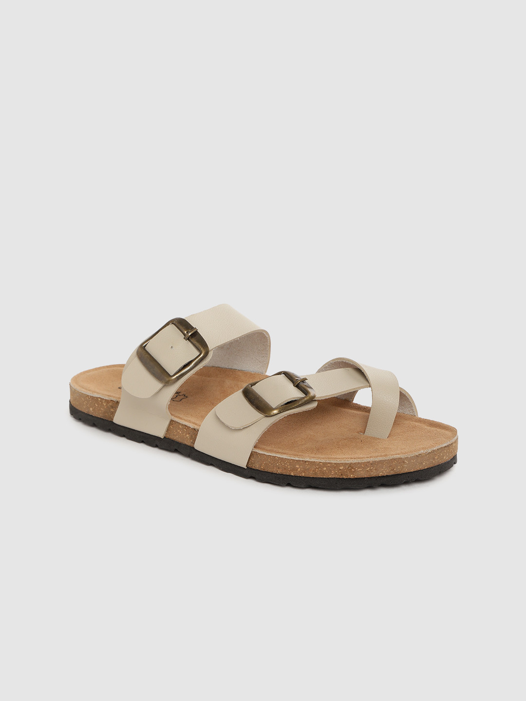 Buy Roadster Women Cream Coloured Solid One Toe Flats With Buckle Detail Flats for Women