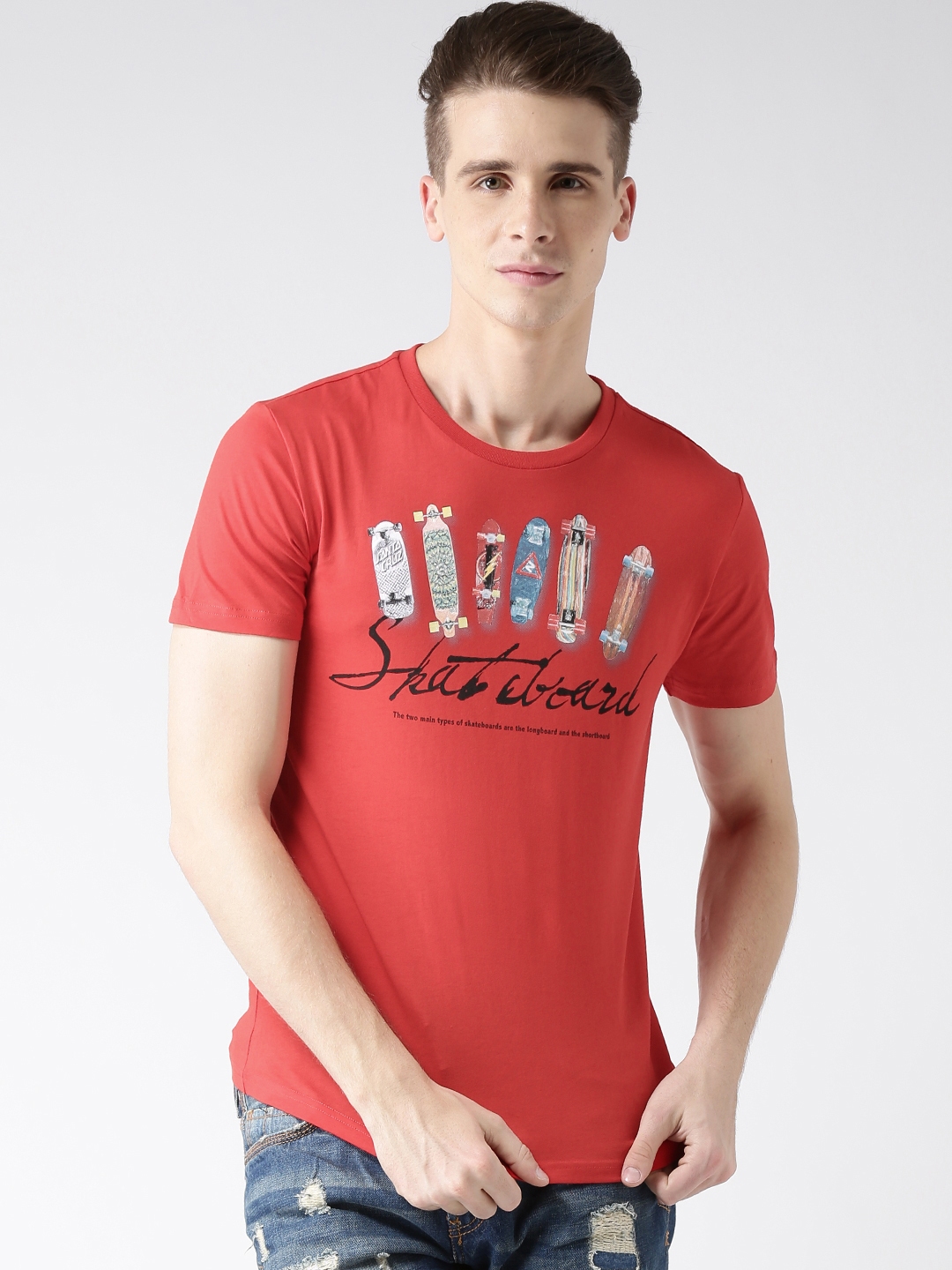 Buy Metersbonwe Red Printed Pure Cotton T Shirt - Tshirts for Men ...