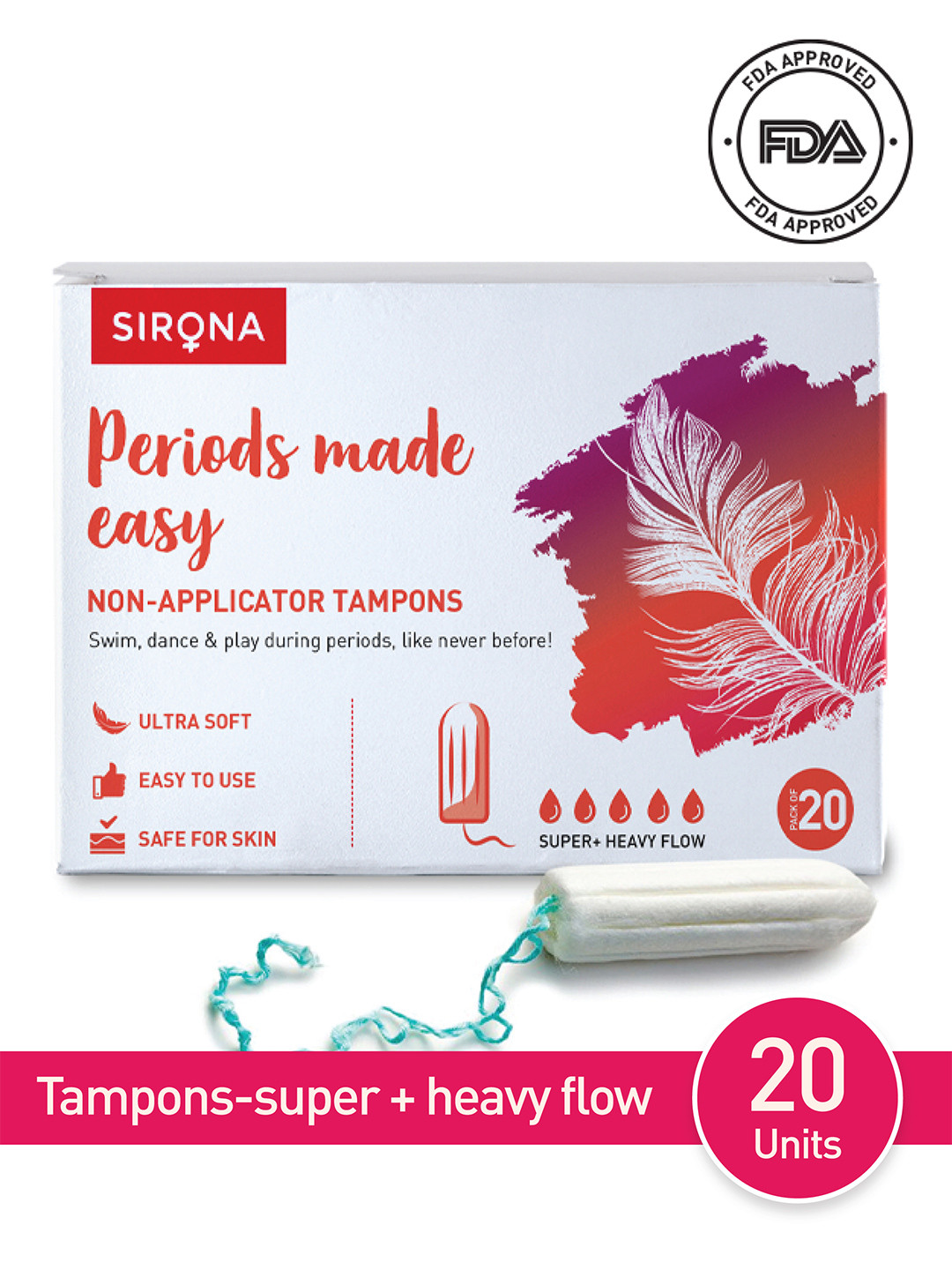 Buy Sirona Premium Digital Tampon Super Plus Heavy Flow 20 Pieces Tampons And Menstrual Cups
