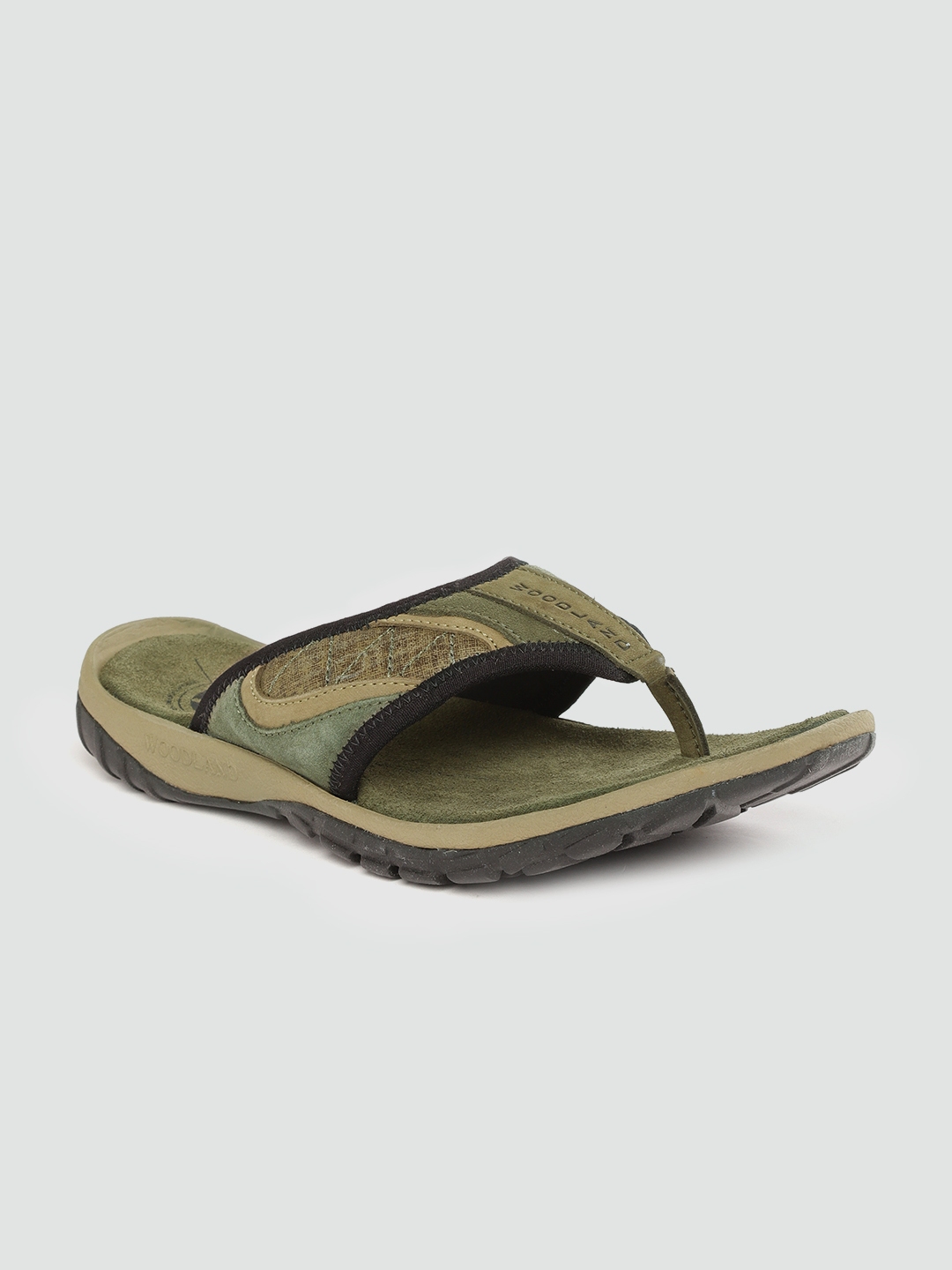 woodland men olive green leather sandals