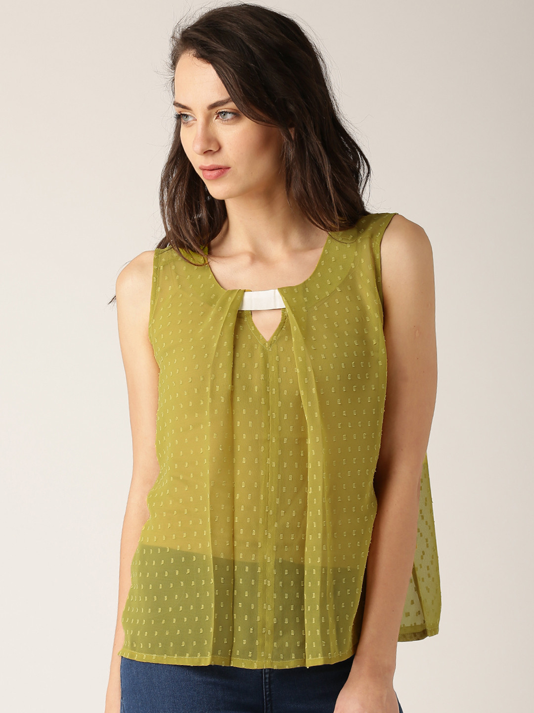 Buy DressBerry Women Green Sheer Top Tops for Women 1440116 Myntra
