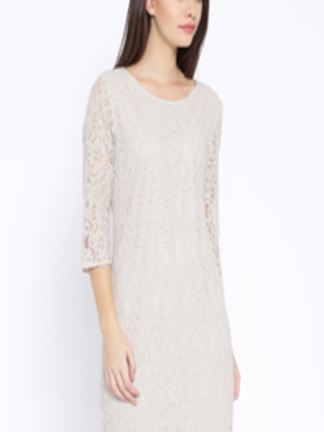 Buy ONLY Beige Lace Sheath Dress - Dresses for Women 1440802 | Myntra