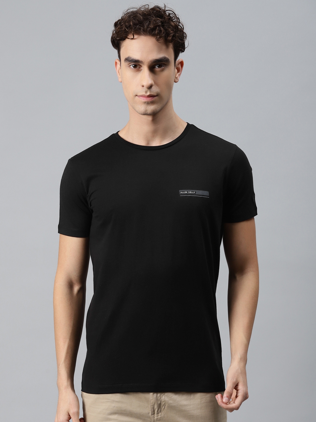 Buy Allen Solly Men Black Round Neck Slim Fit T Shirt - Tshirts for Men ...