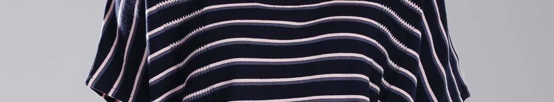 Buy Tommy Hilfiger Navy & Pink Striped Sweater - Sweaters for Women ...