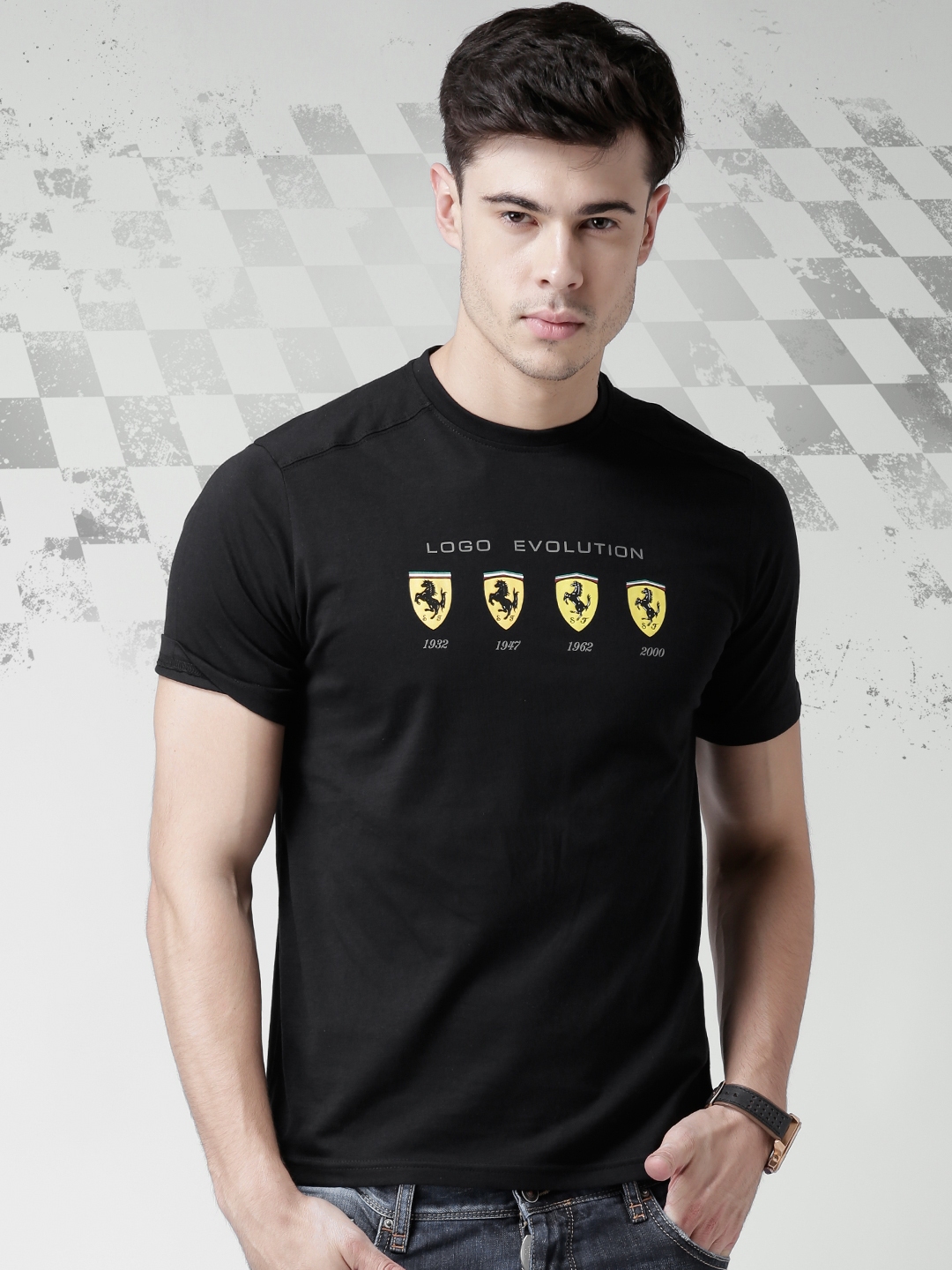 Buy Ferrari Scuderia Black Logo Evolution Printed Pure Cotton T Shirt - Tshirts for Men 1441905