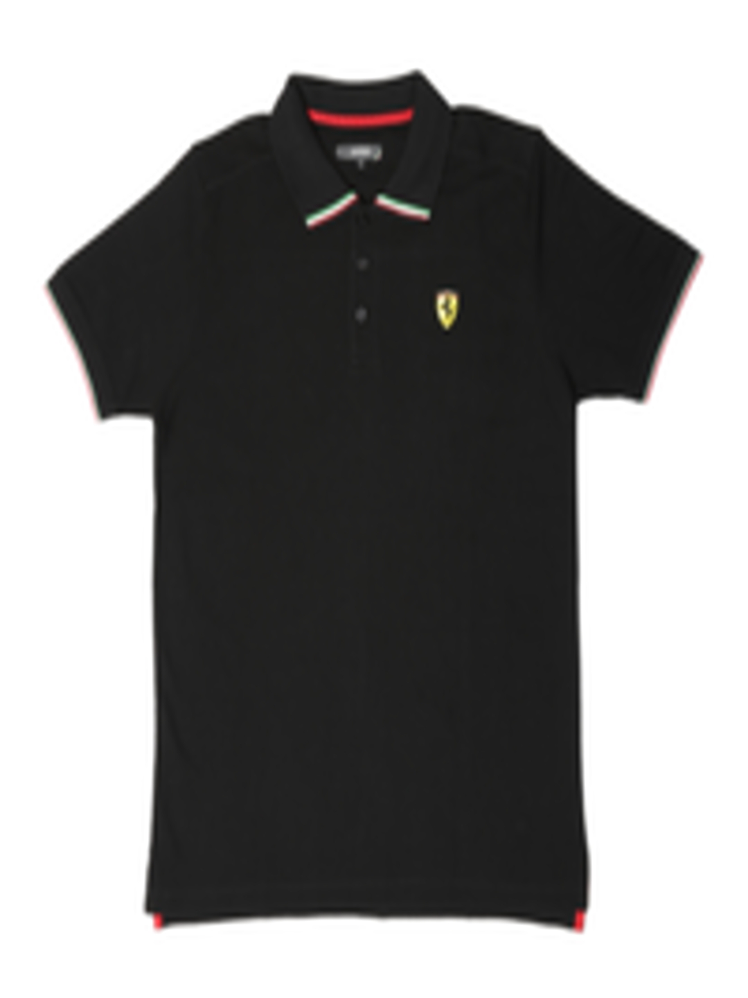 Buy Ferrari Men Black Solid Polo Collar Pure Cotton T Shirt - Tshirts ...
