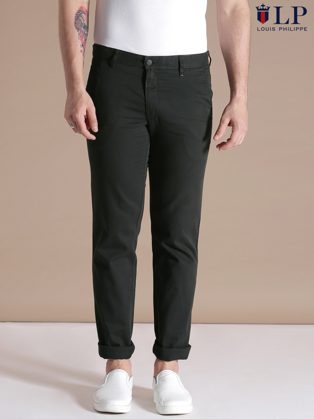 Buy Louis Philippe Sport Black Steven Fit Casual Trousers - Trousers ...