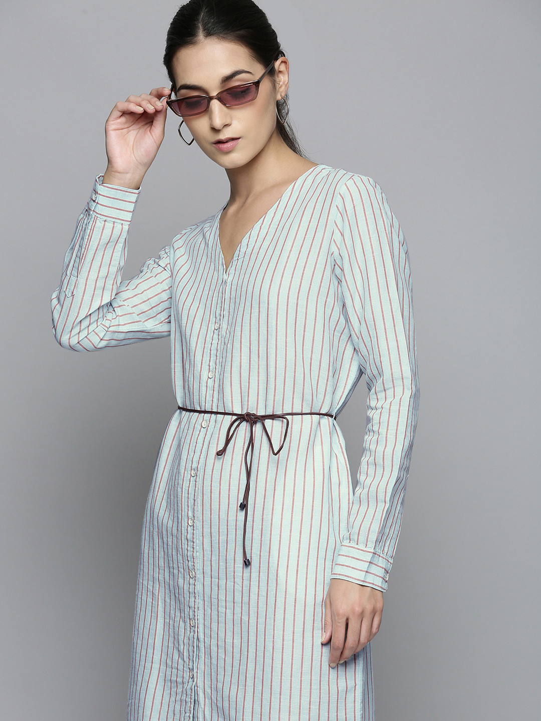 Buy Levis Turquoise Blue & Red Striped Shirt Dress Dresses for Women