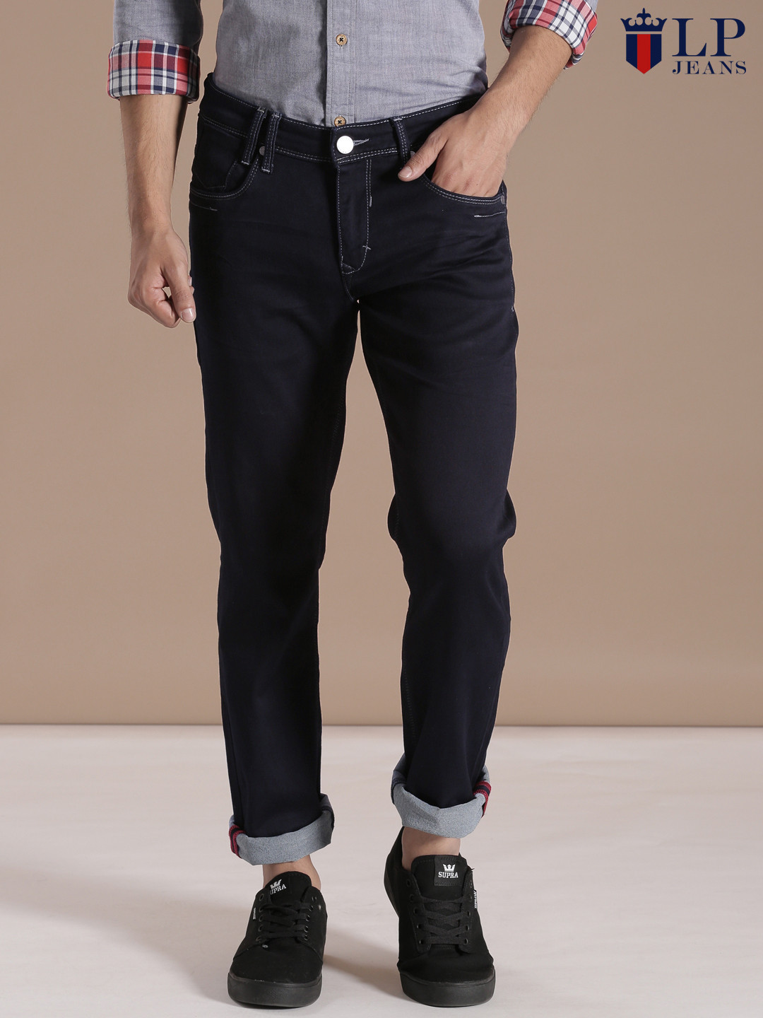 Buy Louis Philippe Jeans Navy Matt Slim Fit Stretchable Jeans - Jeans for Men 1442065 | Myntra