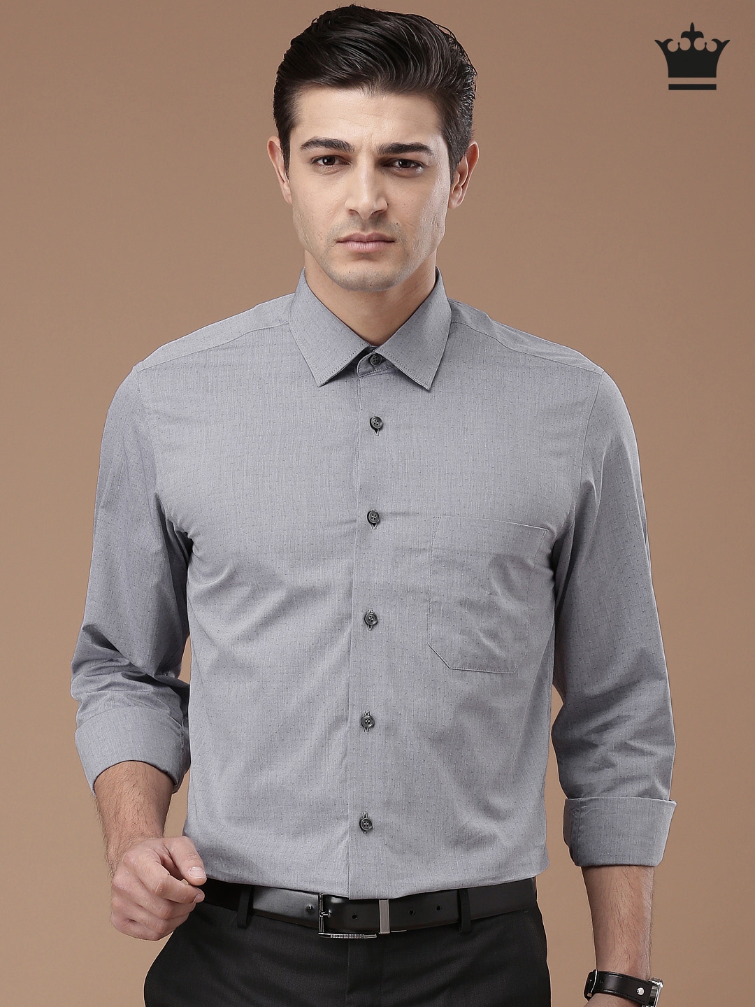 Buy Louis Philippe Grey Milano Fit Formal Shirt - Shirts for Men ...