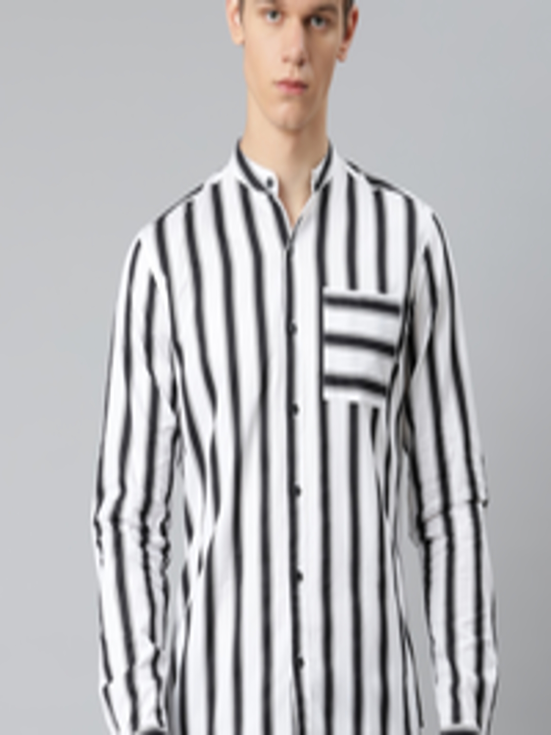 Buy Hubberholme Men White & Black Pure Cotton Striped Casual Shirt ...